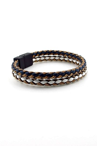 Solfera Men's Two-Color Braided Black Magnetic Clip Bracelet BT399