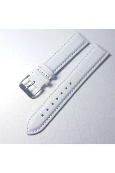 Genel Markalar 20 Mm Beyaz Kroko Hakiki Deri Saat Kordonu Kayışı