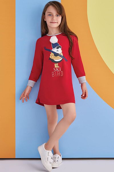 ROLY POLY Ski Bird Girl's Nightgown Red