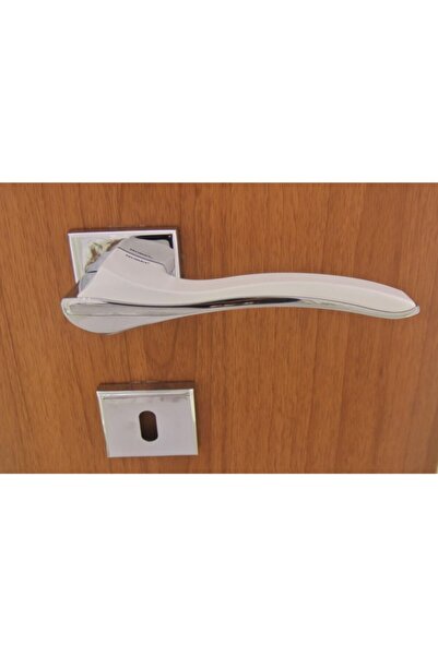 Azm Hırdavat Pimador Bilecik Krom Mat Beyaz Rozetli Kapı Kolu Oda