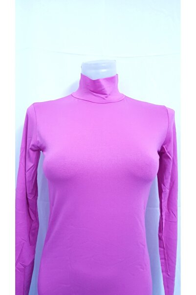 Ece Kadın Boğazlı Uzun Kollu Açık Fuşya Badi