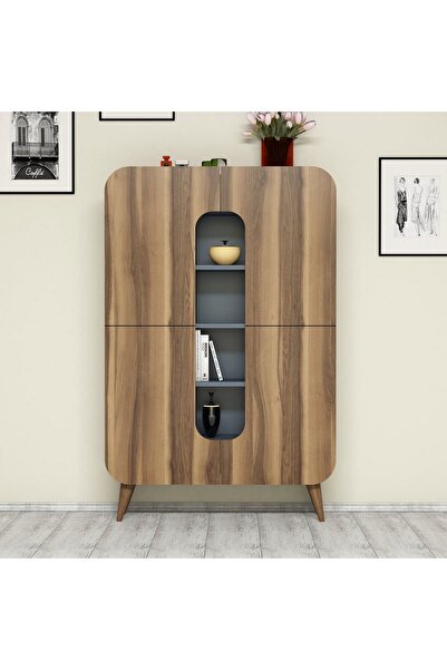 Variant Mobilya Mine Çok Amaçlı Dolap - Kitaplık - Ceviz / Mavi