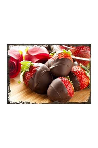 Cakatablo لوحة خشبية مقاس 35 سم × 50 سم بالفراولة والشوكولاتة