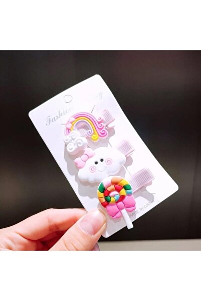 Luckylovelykids مجموعة إبزيم على شكل سحابة وحلوى باللون الوردي للفتيات الصغير...