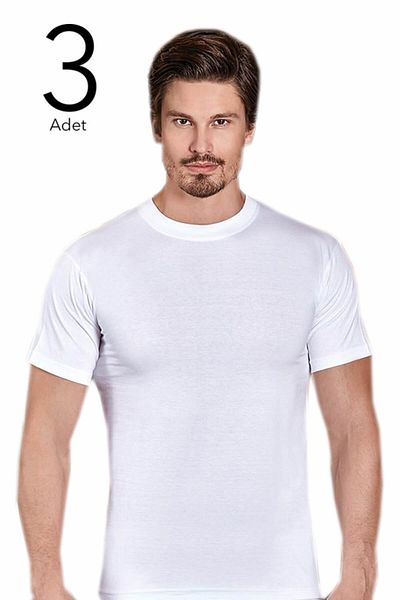 Berrak Men's White 3 Pack 0 Collar Undershirt ELF568BER1003B053