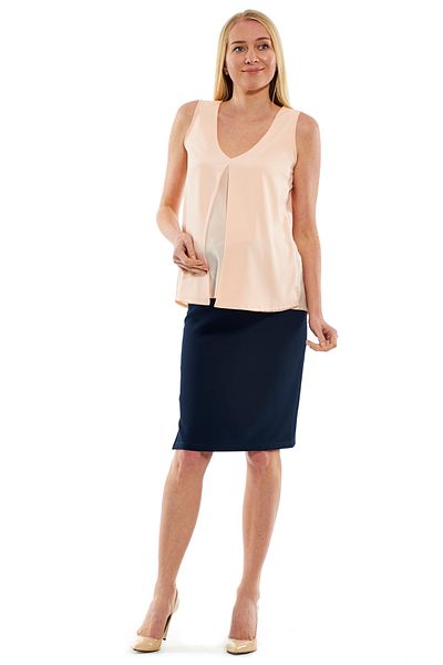 Motherway Maternity Waist Adjustable Black Pencil Skirt