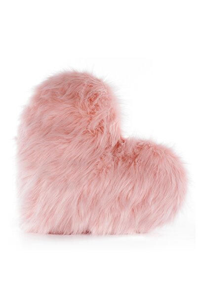 Bc Home Beyaz Peluş Kırlent Kılıfı Kalp Şekilli