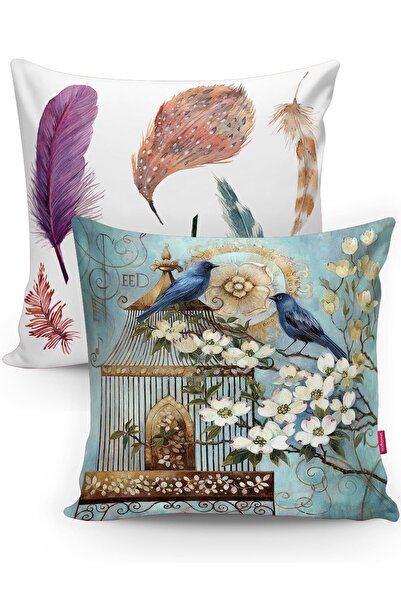 Realhomes طقم غطاء وسادة رمي مزخرف بنمط الباستيل مكون من قطعتين