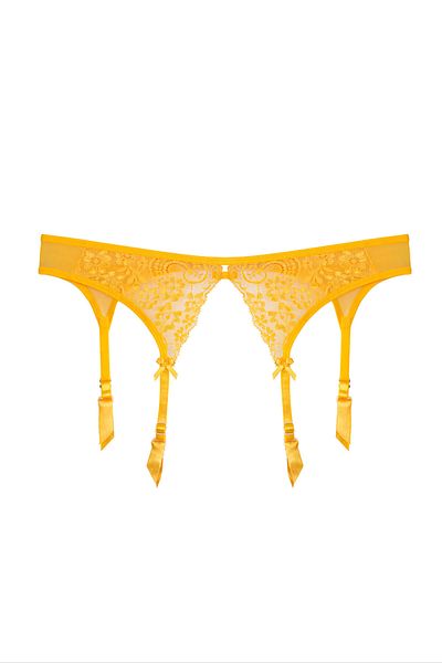 AYYILDIZ Women's Yellow Lace Embroidered Garter Belt 1303