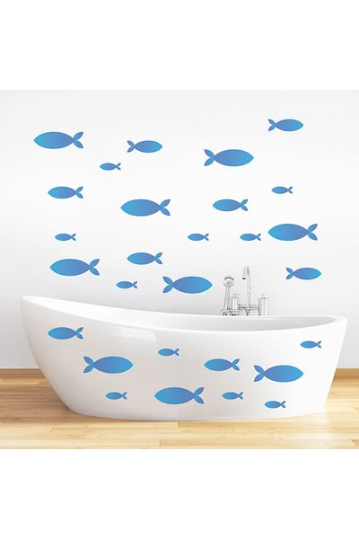 Tilki Dünyası Blue Fishes Shower Cabin and Bathroom Sticker