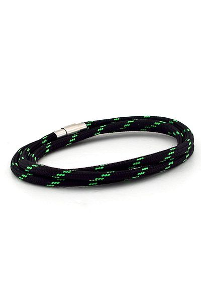 Solfera Men's Black Green Pattern Paracord Three Sira Bracelet Bt532
