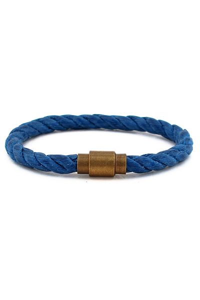Solfera Men's Blue Rope Bronze Metal Magnetic Clip Bracelet Bt392