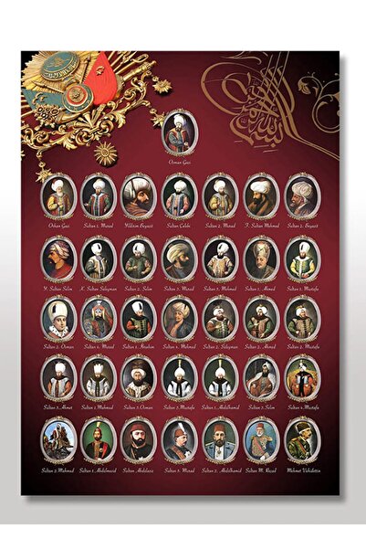 Cakatablo Ahşap Tablo Osmanlı Padişahları (25x35 Cm Boyut)