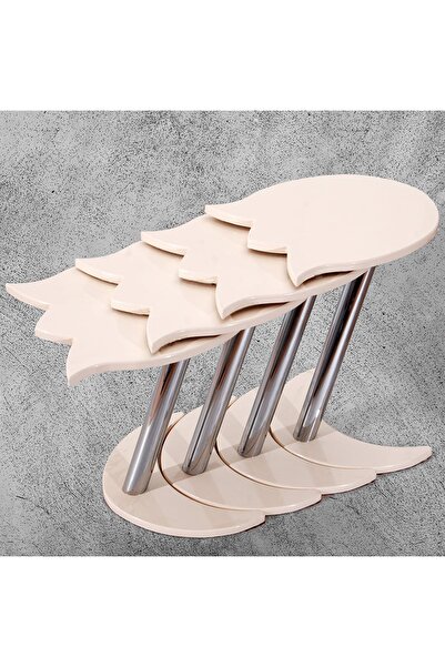 Veys Sehpa 4 Lü Lalezar Zigon Sehpa - Krem