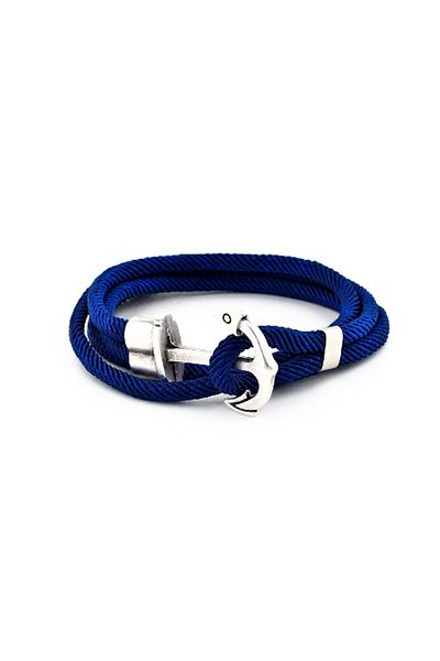 Solfera Men's Navy Blue Colored Wrap Large Anchor Bracelet Bt406