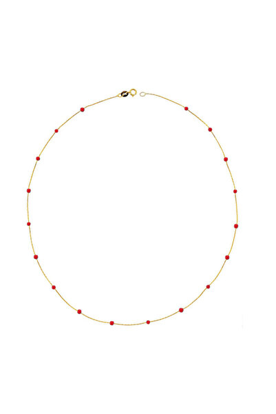 Glorria Kadın Altın Kırmızı Taşlı Sıra Kolye DM0035-K