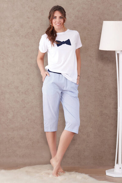 Marie Claire Kadın Mavi Pamuklu Kapri Takım 66MC