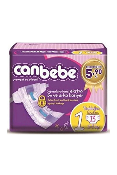 Canbebe Bebek Bezi 1 Yenidoğan 13 Adet Deneme Paketi
