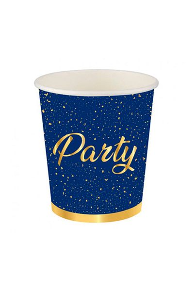 Kazanabil Set of 8 Party Time Sparkly Paper Cups Navy Blue