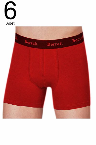 Berrak Ανδρικό κόκκινο 6 πακέτο Lycra Modal FlexibleBoxer ELF568BER4476CCM6