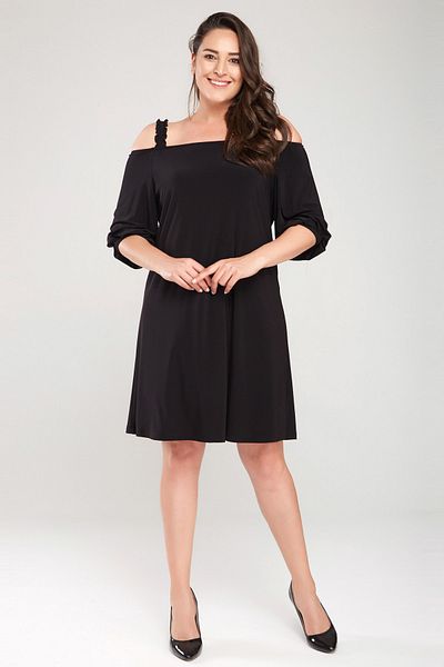 Laranor Women's Black Madonna Collar Rope Strap Dress 17LB9101