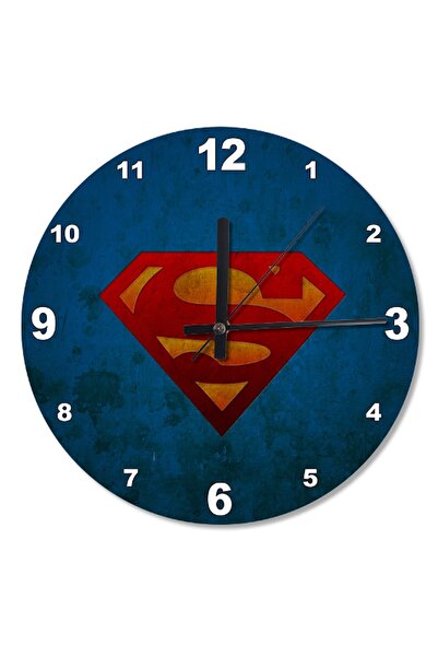 Generic Brand 30 cm Diameter Superman Logo Wooden Wall Clock