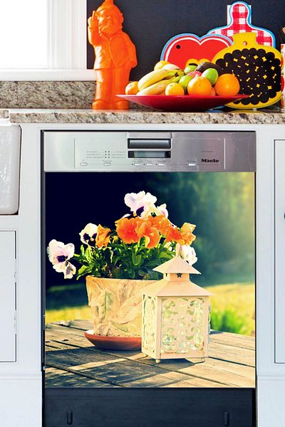 Tilki Dünyası Flowers in Pots Dishwasher Door Sticker BLSK000060