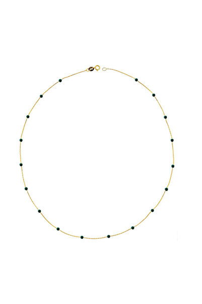 Glorria Kadın Altın Yeşil Taşlı Sıra Kolye DM0035-Y