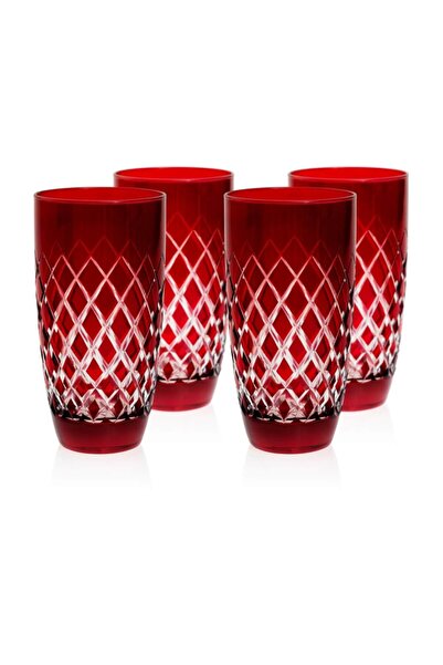 ZM Decor Kırmızı Mesrubat/Su Bardagı 4'Lü Set