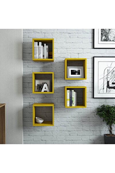 Variant Mobilya Box Duvar Rafı Kitaplık Sarı
