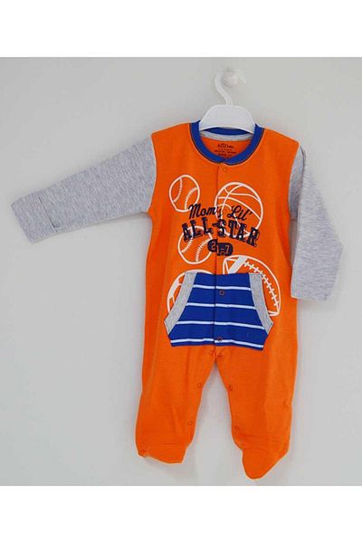 Aziz Bebe 6479 Model Orange Baby Rompers - 3-6 Months