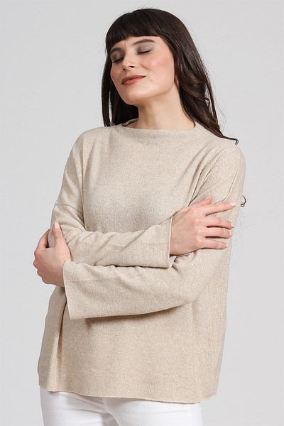 Seamoda Γυναικείο μαλακό casual πουλόβερ-μπεζ PRA-236830-961015