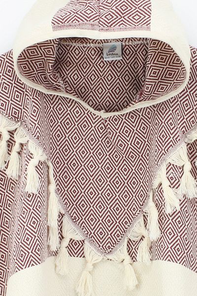 Bedinn Unisex Children's Burgundy Pestemal Poncho