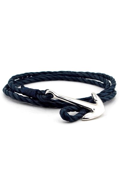 Solfera Men's Navy Blue Rope Three Row Anchor Sailor Bracelet BT444
