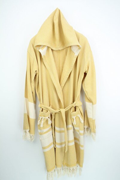 Bedinn Пештемал Халат Diamond Смугастий Гірчичний