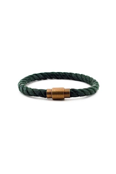 Solfera Men's Khaki Green Rope Bronze Metal Magnet Bracelet Bt423