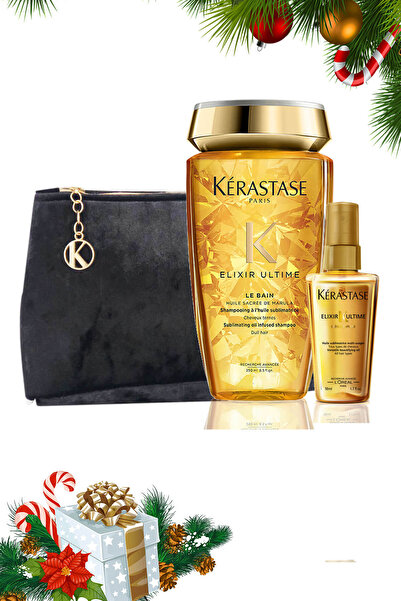 Kerastase Elixir Ultime Parlaklık Şampuanı - Le Bain 250 ml + Elixir Besleyici Yağ 50 ml 2840095030561