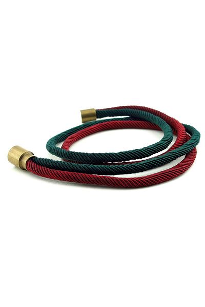 Solfera Men's Claret Red Green Double Sira Magnetic Clip Bracelet BT470