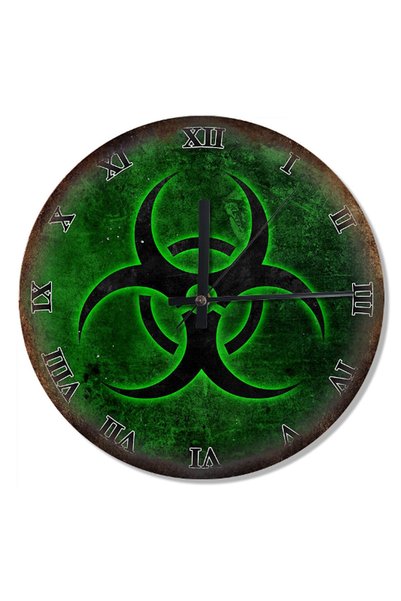 Generic Brand Ceas de perete analogic cu tapet Biohazard, cu diametrul de 30 cm