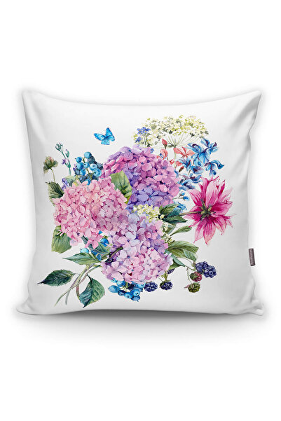 Realhomes غطاء وسادة مزخرف بلون أرجواني مع تصميم زنبق