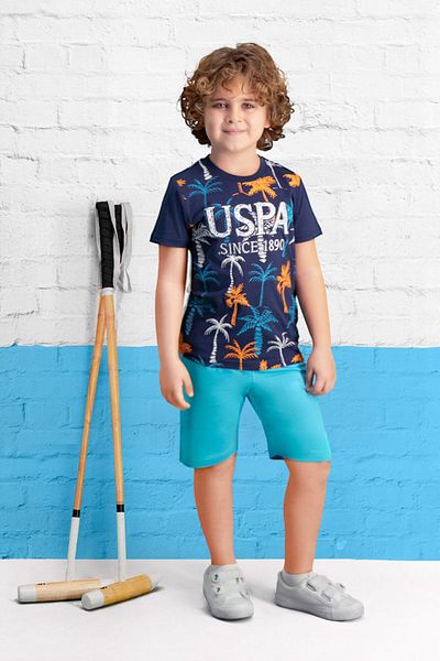 U.S. Polo Assn. Set Bermuda pentru băiat cu licență bleumarin