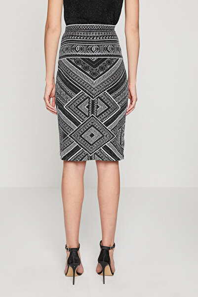 Koton Women's Black Midi Normal Waist Slim Cut Skirt 8YAK74517FK