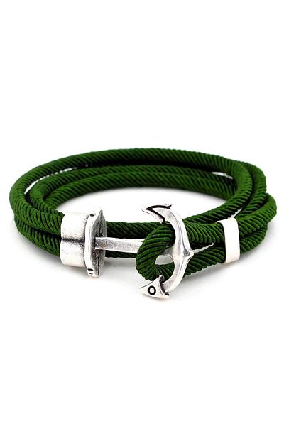 Solfera Men's Green Wrap Large Anchor Bracelet Bt394