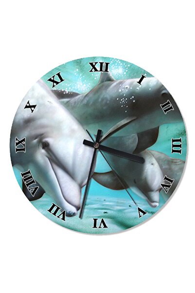 Generic Brand 30 cm Diameter Happy Dolphin Fish Underwater Wall Clock with Fl...