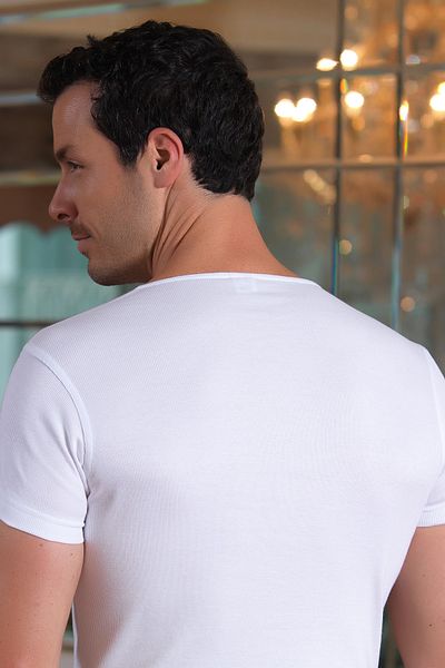 Şahinler Men's White Short Sleeve O Neck Undershirt Me088-By