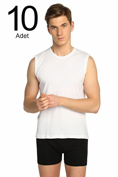 Tutku Erkek Beyaz 10'lu Paket Ribana Spor Fanila ELF568T0108CCM10