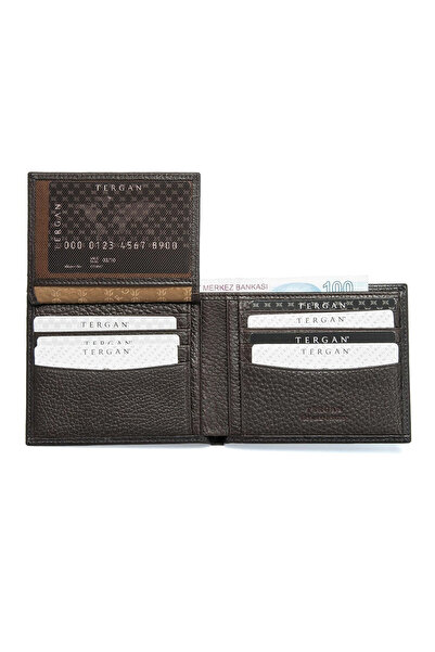 Tergan Ανδρικό πορτοφόλι από γνήσιο δέρμα καφέ S1CE 00001498