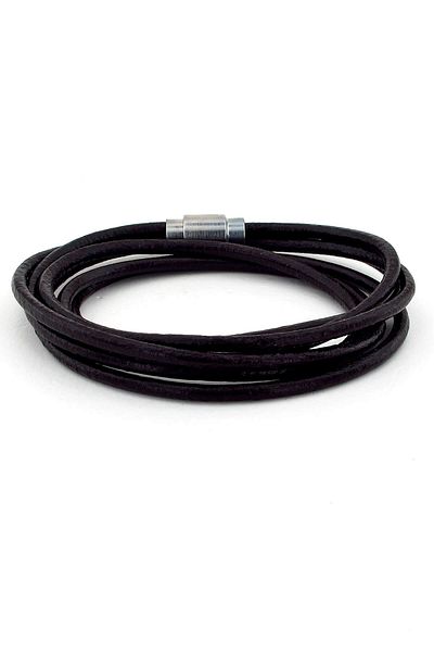 Solfera Men's Double Sira Wrap Dark Brown Original Leather Bracelet BT395