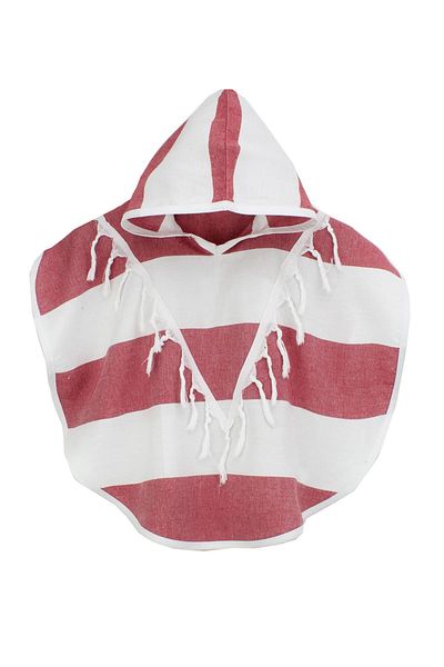 Bedinn Peshtemal Poncho Marine Red White