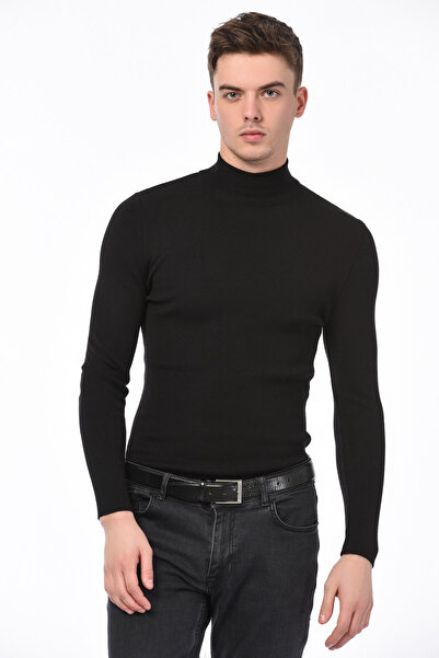 DYNAMO Erkek Siyah Balıkçı Yaka Triko Kazak 7125